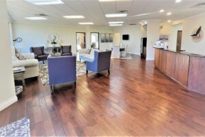 The interior reception area of the American Eagle Title Group Nichols Hills location