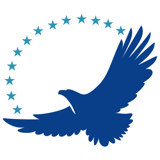 eagle illustration in blue with stars symbolizing completeness or being all-inclusive